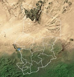 Satellitenbild Tschad mit eingezeichneter Landesfläche